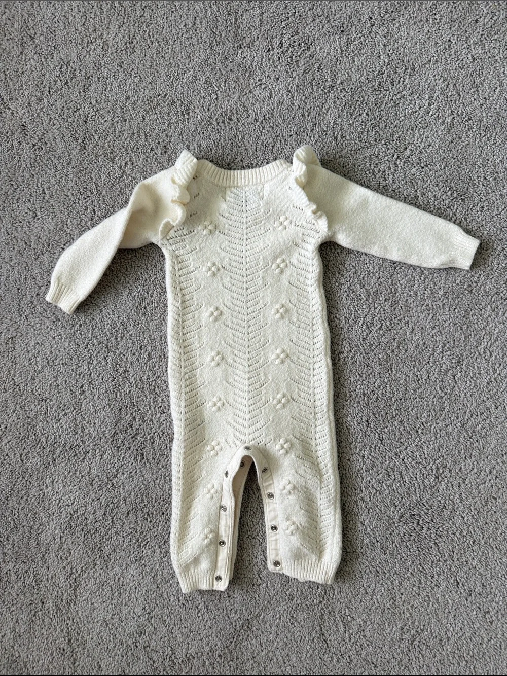 Old Navy Cream Knit Ruffle-Shoulder Baby Footie